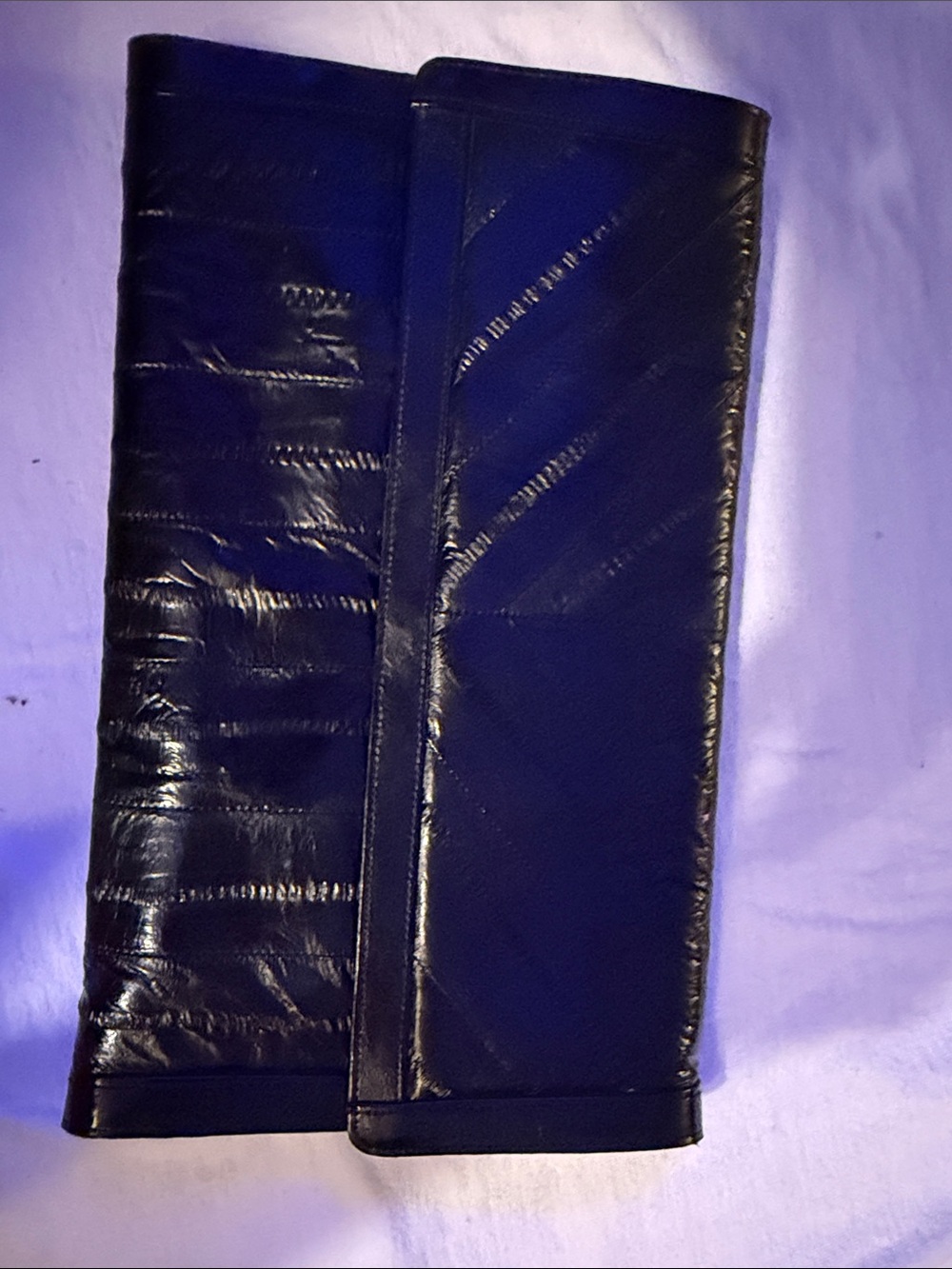 Black genuine eel skin vintage leather clutch